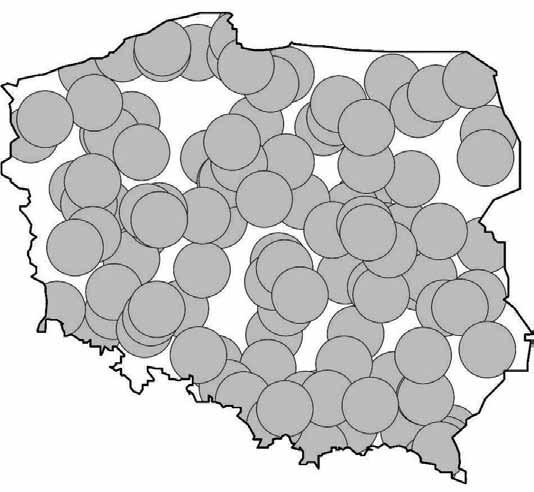 7. Lotniska o utwardzonej nawierzchni - wyróżniono 12 portów lotniczych, (źródło: opr. własne numeracja zgodna z [4]) 8. Izochrony 30 min. lotnisk i lądowisk, (źródło: opr.