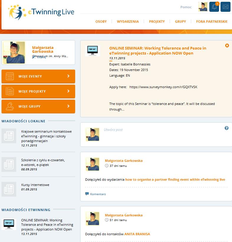 Na Platformie znajduje się szereg różnorodnych narzędzi przydatnych podczas szukania partnera i realizacji projektu. Wiadomości Można dowiedzieć się, co nowego w europejskiej społeczności etwinningu.