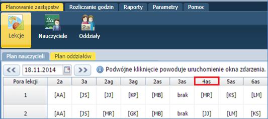 Podobnie jak nauczyciel, oddział może być nieobecny w szkole przez cały dzień jak i na wybranej lekcji.