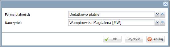 Rozliczanie godzin dodatkowych Aby wyszukać odpowiedniego nauczyciela należy kliknąć przycisk