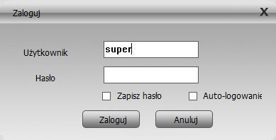 Instrukcja obsługi aplikacja CMS 1. Logowanie RYS 1: OKNO LOGOWANIA Domyślne dane logowania: Użytkownik: super Hasło: Brak hasła Kliknij przycisk Zaloguj, aby przejść dalej.