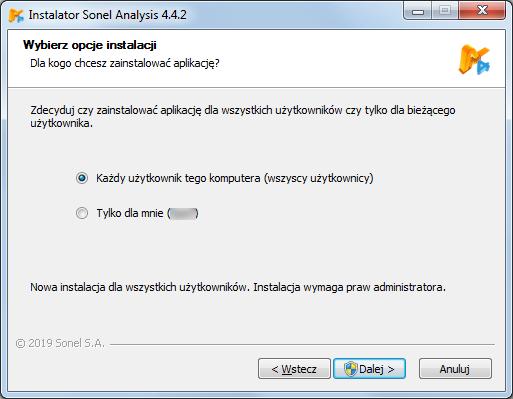 Instrukcja obsługi programu Sonel Analiza 4 Rys. 1. Instalator ekran początkowy. Zostanie wyświetlony ekran jak na Rys. 1. Po kliknięciu przycisku Dalej> należy zapoznać się z umową licencyjną programu i nacisnąć przycisk Zgadzam się.