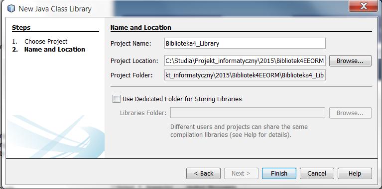 o nazwie Biblioteka4_Library (File/New Project/Java/Java Class Library i nacisnąć