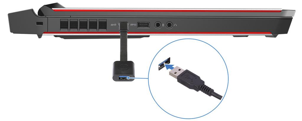 Urządzenie Alienware Graphics Amplifier Wzmacniacz grafiki Alienware umożliwia podłączenie zewnętrznej karty graficznej do komputera.