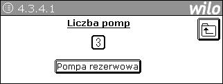 off 4 do 20 ma K 4.3.4.1 (1) Liczba pomp Ustawianie liczby pomp w instalacji Ustalenie pacy z lub bez pompy rezerwowej (2) Liczba pomp: od 1 do 6 (2) Pompa rezerwowa: z/bez 3 bez 4.3.4.2 (1) Naprzemienna praca pomp Ustalenie rodzaju naprzemiennej pracy pomp (według godzin pracy, impulsem włączającym, cyklicznie) i czasów wymiany.