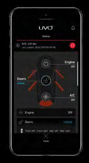 Z kolei aplikacja UVO* umożliwia dostęp za pomocą smartfona z systemem Android lub ios do szeregu danych o samochodzie.