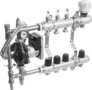 TECEfloor Rozdzielacze TECEfloor rozdzielacz ogrzewania podłogowego wraz z mieszaczem pompowym (pompa elektroniczna) i przepływomierzami magnetycznymi W skład zestawu wchodzi: belka rozdzielacza 1" z