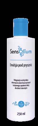Sensolium Emulsja do kąpieli regeneruje naturalny płaszcz lipidowy, zmniejszając suchość i świąd, delikatnie oczyszcza, chroni przed wysuszeniem, nawilża i zapobiega podrażnieniom, zmniejsza napięcie