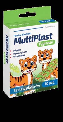 Plastry dla dzieci MultiPlast Tygryski Wodoodporne plastry dla dzieci MultiPlast Koniki Plastry MultiPlast Tygryski: są bezpieczne dla delikatnej skóry dziecka, są hipoalergiczne, zawierają