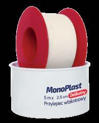Przylepiec włókninowy MonoPlast Delikatny Plaster włókninowy z opatrunkiem MonoPlast Delikatny 5 m x 1,25 cm i 5 m x 2,5 cm Przylepiec włókninowy MonoPlast Delikatny: polecany dla całej rodziny,