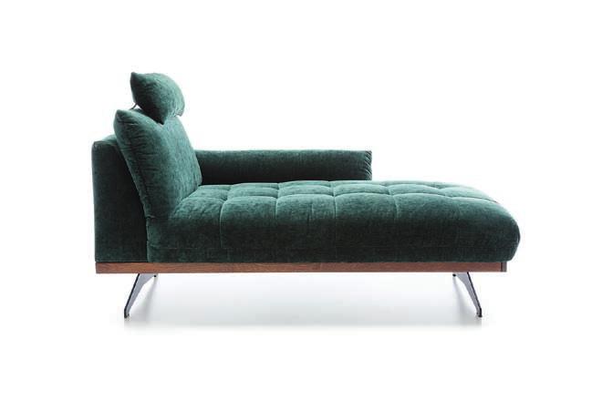 42-54 cm 48 cm 100 cm 87 cm Komfortowy szezlong z nakładanym nagłówkiem w kształcie przytulnej poduszki, którego design jest harmonijną kompozycją klasyki i