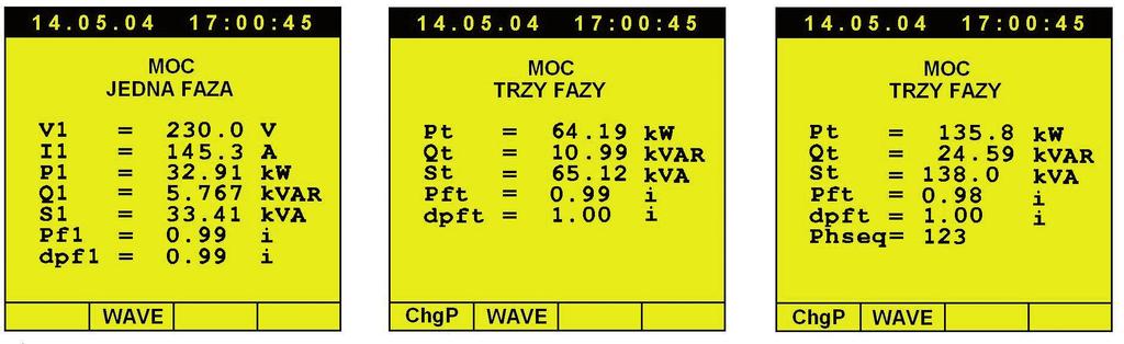 6) jest ustalany zakres rejestrowanych prądów (w poszczególnych fazach, w przewodzie neutralnym) oraz zakres harmonicznych prądu (THDI, harmoniczne prądu od 1 do 49). Po Fot.