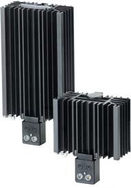 moc od 25 W do 150 W, - element roboczy PTC, - materiał czarny, anodowany profil aluminiowy, - montaż na szynie DIN 35 mm, - temperatura pracy od -45 C do 70 C, - klasa ochronności II (podwójna