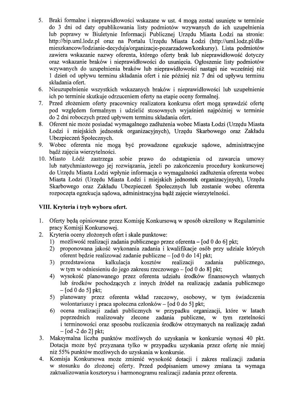 5. Braki fonnalne i nieprawidlowosci wskazane w ust.