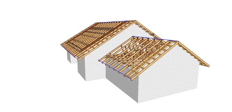 3. Stężenia konstrukcji wykonać z desek 25x100mm przybijanych gwoździami pierścieniowymi 3,75x80mm, po 3 szt./węzeł. 4. Wiązary zamocować do wieńca stosując kątowniki HD 90 90 firmy "Multigrip". 5.