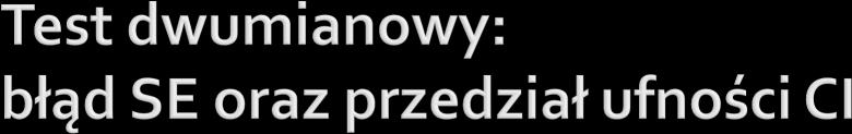 67%) jest zgodna z przeświadczeniem, że w populacji tych os samce stanowią 30% rozkład NULL testu to pmf dla problemu P-value = p(x>=5)= 1- binom.cdf( 4, 12, 0.3)= 0.