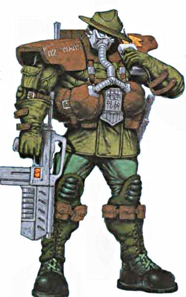 Capitol Ground Forces: CGF Piechota Pustynna Oddział podstawowy Rozmiar Minimalny/Maksymalny: 5/14 Próg Morale: 4 1 specjalista na 4 nie-specjalistów 7 9-10 3 1 4 4 17 2 23 Wyposażenie: Karabin
