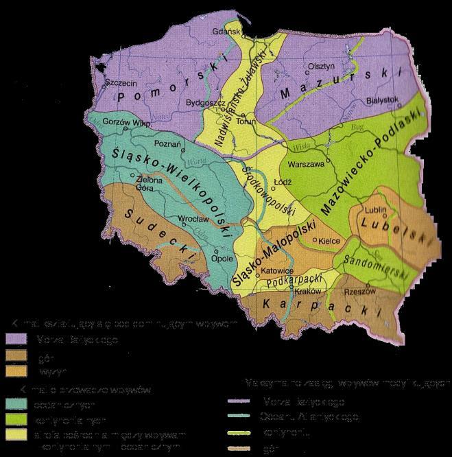 Rys. 12. Regiony klimatyczne w Polsce Na terenie gminy Drezdenko średnia temperatura roczna wynosi +4.5 C, przy rocznej amplitudzie temperatur wynoszącej 9 10 C.