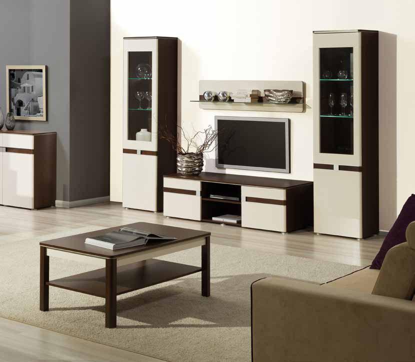 Tre TRE 09 szafa 2-drzwiowa 2 door wardrobe W x H x D 100 x 201 x 61 cm 100 x 201 x 61 cm TRE 05 witryna ¾ z barkiem 139 x 161 x 41 cm TRE 20 półka wisząca wall shelf W x H x D 128 x 20 x 24 cm 128 x