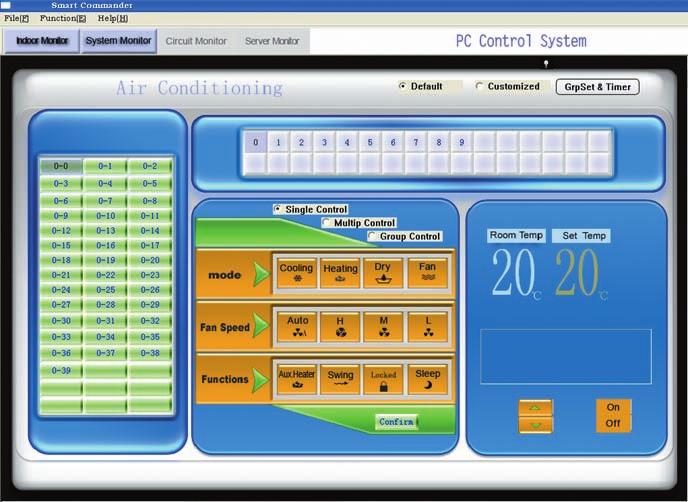 Oprogramowanie sterująco-kontrolne umożliwia podgląd, kontrolę oraz korektę parametrów pracy poszczególnych jednostek