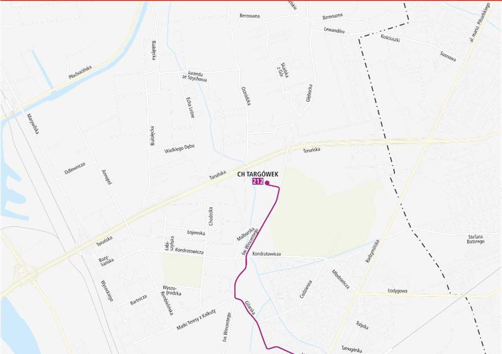 212 Nowa trasa CH TARGÓWEK Głębocka św. Wincentego Gilarska Samarytanka Z.