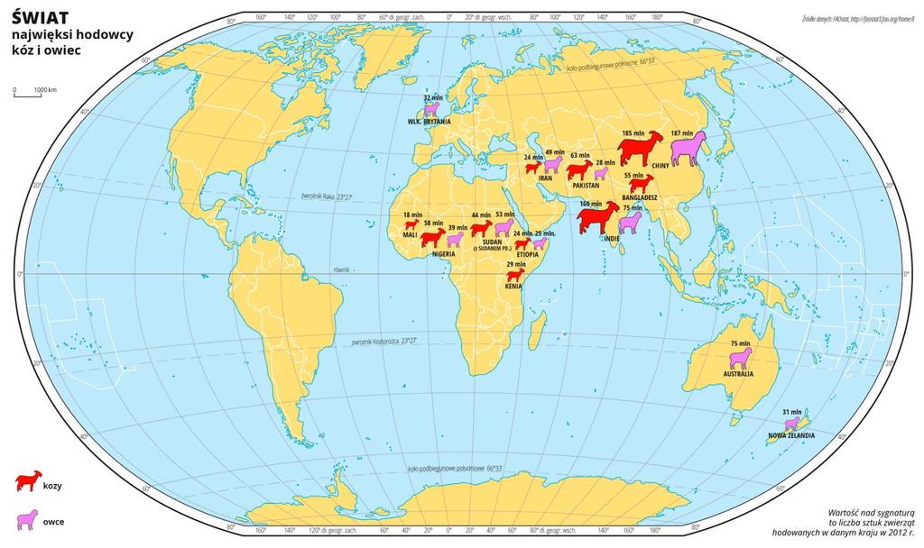Chów owiec i kóz Światowe stado owiec to ponad 1,1 mld sztuk, a kóz prawie 1 mld Częściową alternatywą dla chowu bydła i trzody chlewnej są owce i kozy.