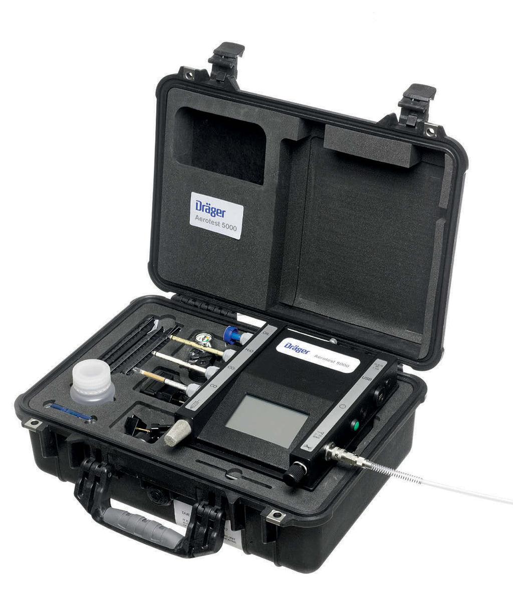 Dräger Aerotest 5000 Rurki Dräger Przenośne urządzenie Dräger Aerotest 5000 umożliwia sprawdzenie czy czystość powietrza do oddychania w systemach niskiego ciśnienia (z akcesoriami także w systemach