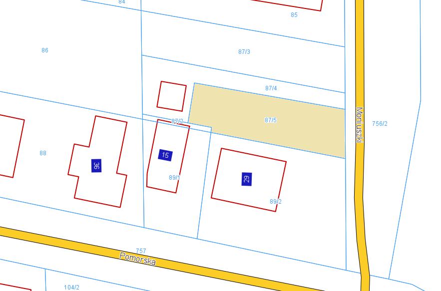 Lp. Położenie Nr 3. Pobierowo ul. Moniuszki 29 SZ1G/00027228/0 (m 2 ) 87/5 278 Niezabudowana.