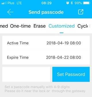 Czasowy od do Definiowany czasowy Cykliczny 8. Otwieranie zamka za pomocą kodów dostępu Passcode 8.1.