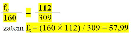 Wartość oczekiwaną (f e ) obliczamy z proporcji: W naszym zadaniu