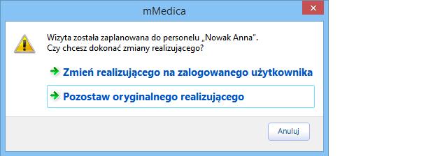 Tworzenie Elektronicznej Dokumentacji Medycznej Uwaga! Należy pamiętać, że zmiana takich danych jak: data i godzina wizyty, realizujący, komórka org.