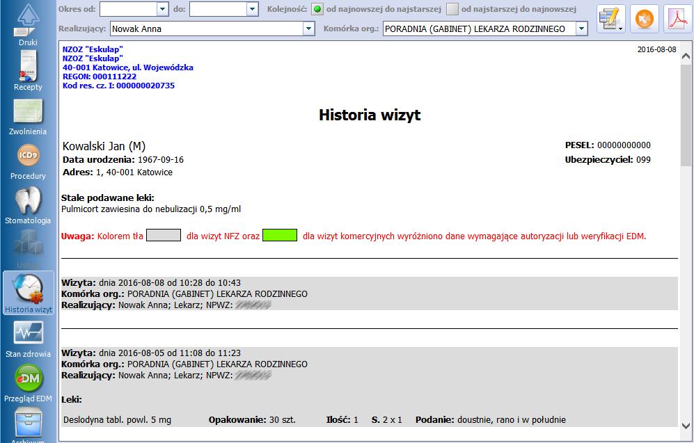 Przegląd dokumentacji medycznej pacjenta podczas wizyty w Gabinecie 5.