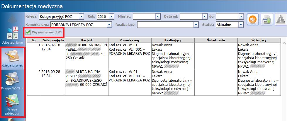 Elektroniczna Dokumentacja Medyczna Po uzupełnieniu danych należy zapisać pracę.