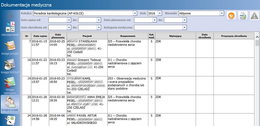 Elektroniczna Dokumentacja Medyczna wyświetlenie wpisów w księdze według numeracji EDM. 6.2.