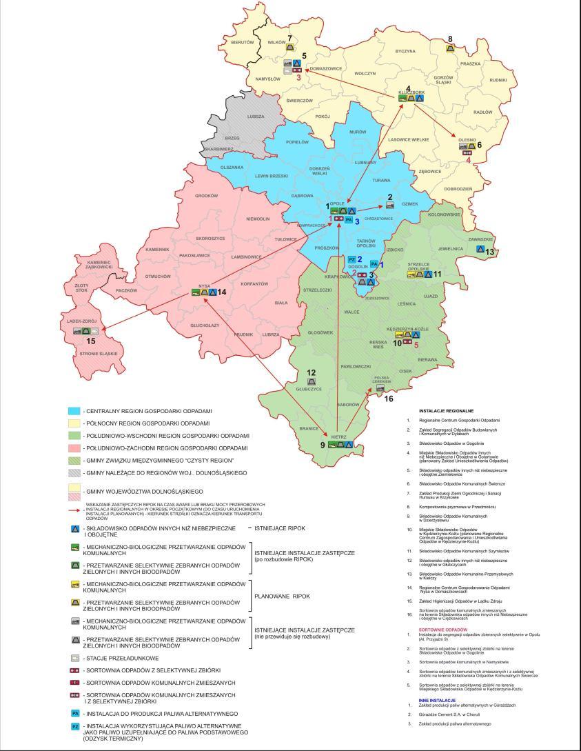 1. Zakład Higienizacji Odpadów w Lądku Zdroju; 2. Regionalne Centrum Gospodarki Odpadami w Opolu; 3. Instalacja zlokalizowana na terenie Składowiska Odpadów w Dzierżysławiu (gm. Kietrz). B.
