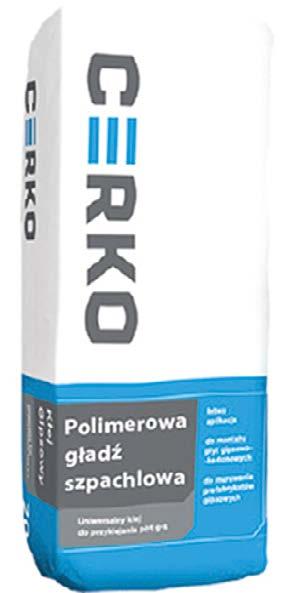 CERKO POLIMEROWA GŁADŹ SZPACHLOWA Gładź przeznaczona jest do: szpachlowania i wygładzania powierzchni ścian i sufitów wewnątrz pomieszczeń, do stosowania na podłożach betonowych (stropy filigranowe),