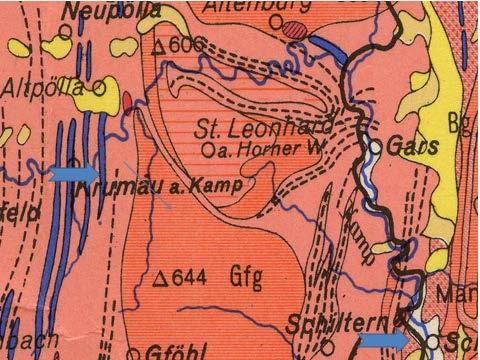 Fig. 1 Geologiczna mapa rejonu występowania rud żelaza i śladów hutnictwa w rejonie