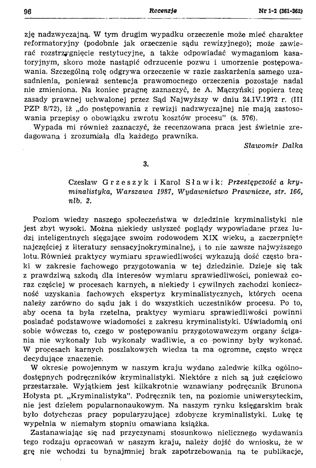 96 Recenzje Nr 1-2 (361-362) zję nadzwyczajną.
