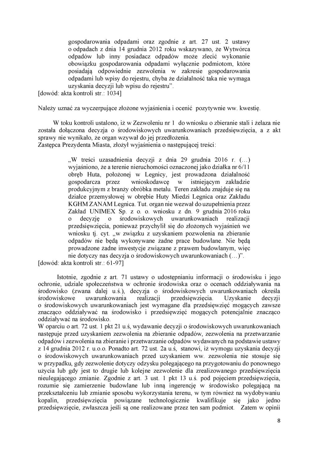 gospodarowania odpadami oraz zgodnie z art. 27 ust.