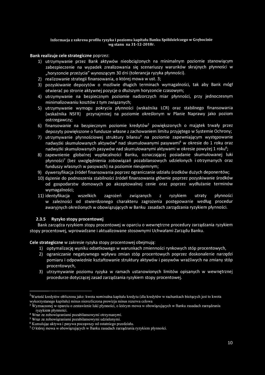 3; 3) pozyskiwanie depozytów o możliwie długich terminach wymagalności, tak aby Bank mógł otwierać po stronie aktywnej pozycje o dłuższym horyzoncie czasowym; 4) utrzymywanie na bezpiecznym poziomie