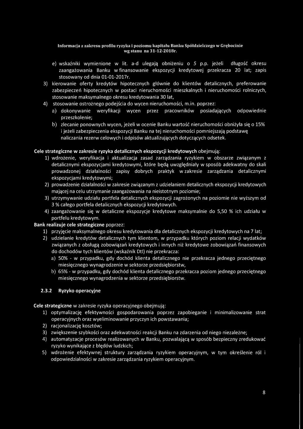 maksymalnego okresu kredytowania 30 lat, 4) stosowanie ostrożnego podejścia do wycen nieruchomości, m.in.