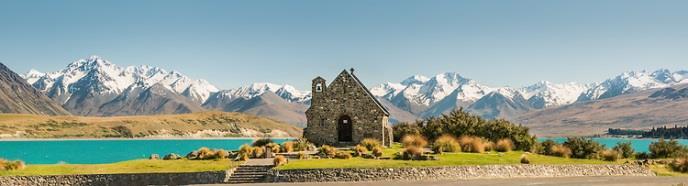 02 CHRISTCHURCH TEKAPO CROMWELL QUEENSTWON (śniadanie/kolacja) Przejazd najdłuższym mostem w Nowej Zelandii przez rzekę Rakaia w kirunku jeziora Tekapo, gdzie znajduje się malowniczy Kościół Dobrego