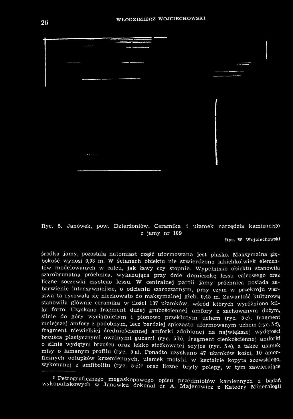 Wypełnisko obiektu stanowiła szarobrunatna próchnica, wykazująca przy dnie domieszkę lessu calcowego oraz liczne soczewki czystego lessu.