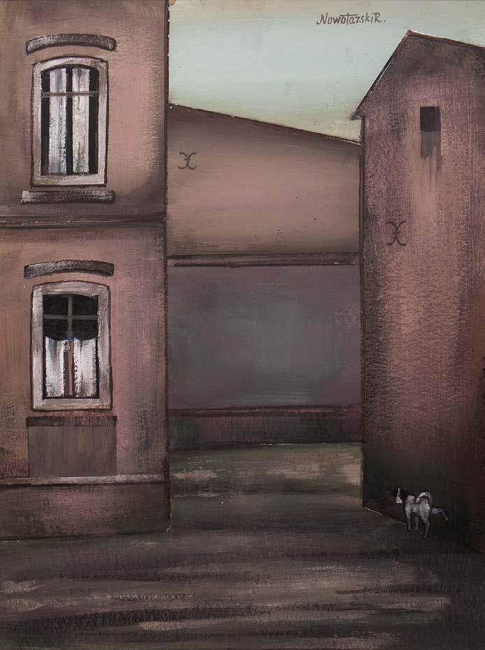 24 22. Roman Nowotarski bez tytułu tempera, papier, 49 x 38 cm ( w swietle oprawy), 68,5 x 58 cm (oprawa), sygn.