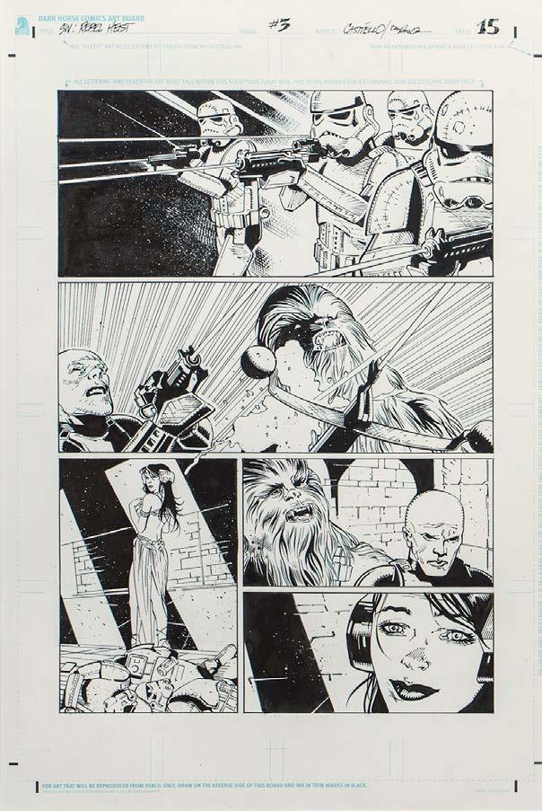 71 69. Plansza do komiksu z serii Star Wars: Rebel Heist #3, strona 15 ołówek, tusz, oryginalny papier wydawnictwa Dark Horse, 44,5 x 29 cm, wyd.
