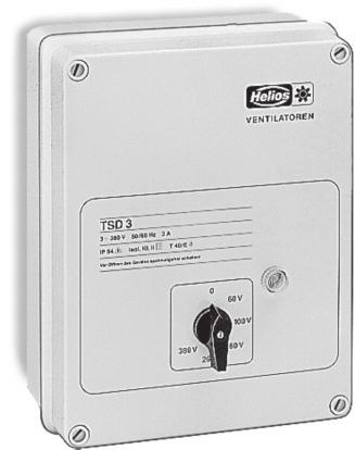 2 egulator transformatorowy MWS z zabezpieczeniem silnika Pięciostopniowy regulator prędkości obrotowej z wbudowanym wyzwalaczem do wentylatorów 230 V, 1~. Do podłączenia wyprowadzonych termostyków.