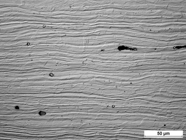 16 and 17 present the results of microstructural observations of specimens taken from rolled samples made of Inconel 825.