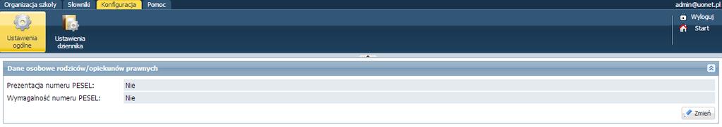 Konfigurowanie systemu 19 Konfigurowanie systemu Przed rozpoczęciem pracy w systemie musimy zdecydować: czy chcemy gromadzić numery PESEL rodziców/ opiekunów prawnych uczniów i czy numer ten jest