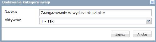 zewnętrzne, Dysfunkcje, Kwalifikacje zawodowe, Dane własne, Dokumenty, Typy czynności w dzienniku zajęć innych, Typy zorganizowanych form pomocy w dzienniku zajęć innych, Jednostki obce, Zakłady