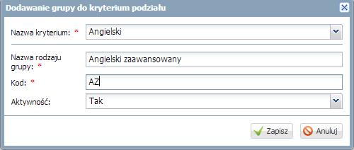 Każdy uczeń z poszczególnych oddziałów zostanie przypisany do jednej z tych dwóch grup. Aby dodać nową grupę: 1.